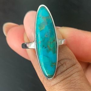 Turquoise bohemian sterling silver ring